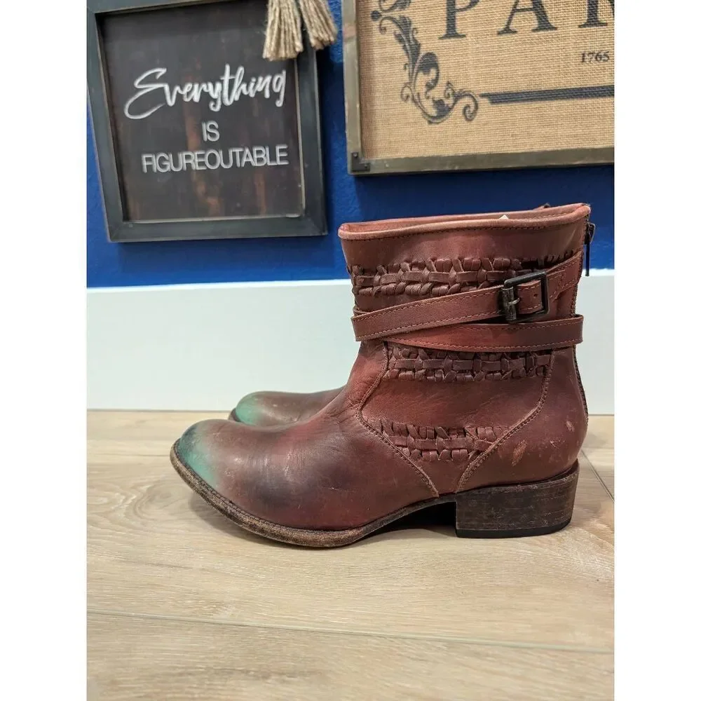 RARE Freebird by Steven Home Booties Women's Size 10 Distressed Leather